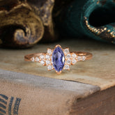 Marquise Cut Vintage Tanzanite Engagement Ring Wedding Ring